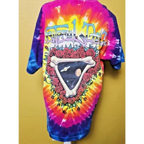 1992 Grateful Dead Space Your Face Liquid Blue Tie Dye Shirt Large Vintage - Picture 7 of 16